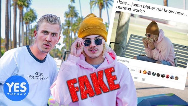 まんまと騙された多くのメディア。(画像:YouTube『Yes Theory:We Fooled the Internet w/ Fake Justin Bieber Burrito Photo』のサムネイル)