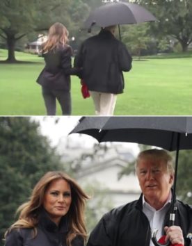 トランプ大統領の無意味な相合傘。メラニア夫人など濡れても構わない?