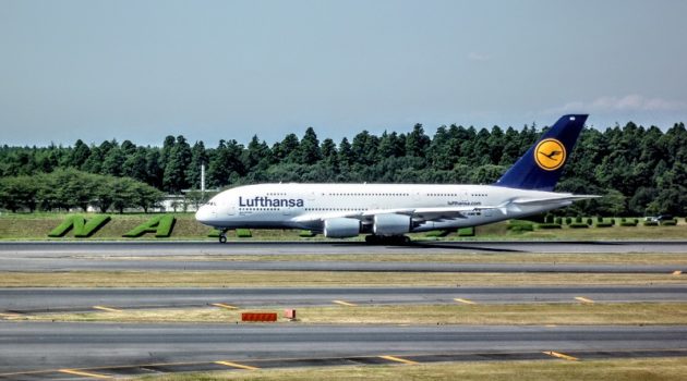 ルフトハンザ航空のエアバスA-380 @成田空港(Photo by 佐藤めぐみ)