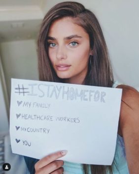 外出自粛を訴えるテイラー・ヒル(画像はInstagramのスクリーンショット)